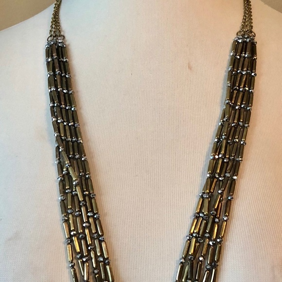 Chico’s 6 Strand Beaded Necklace 16” Gold Tone euc - Picture 2 of 5